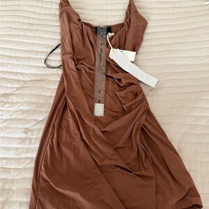Lumiere Women's Backless Tan Dress